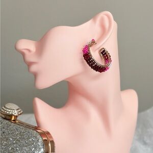 ⚜️ Elegant Pink and Purple Beaded Earrings